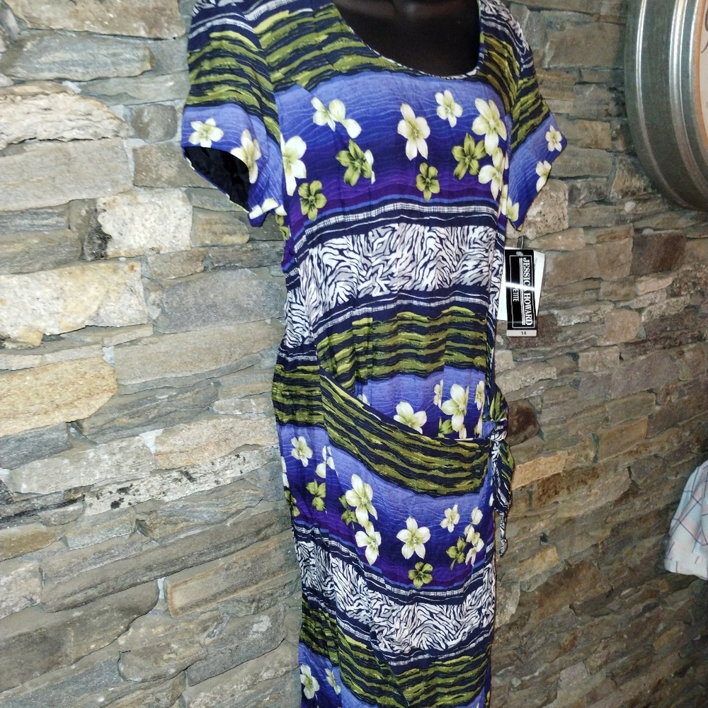Jessica Howard NWT petite faux wrap dress, side tie size 14 - Picture 7 of 13